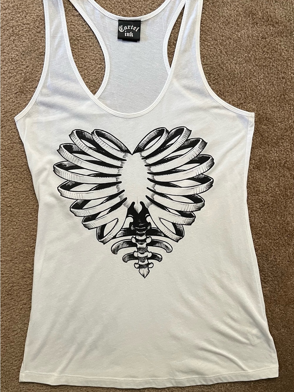 Carter Ink White Ribcage Heart Racerback Tank